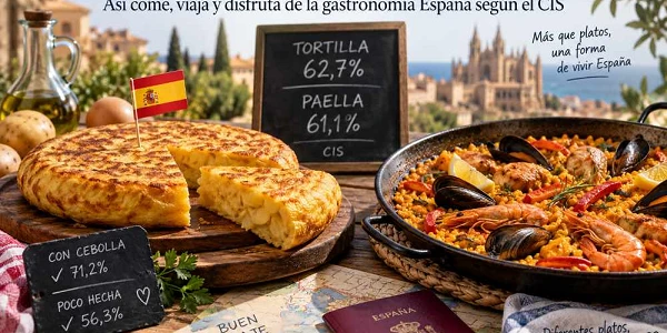 Tortilla de patatas y paella, los platos más representativos de España según el CIS (IA)
