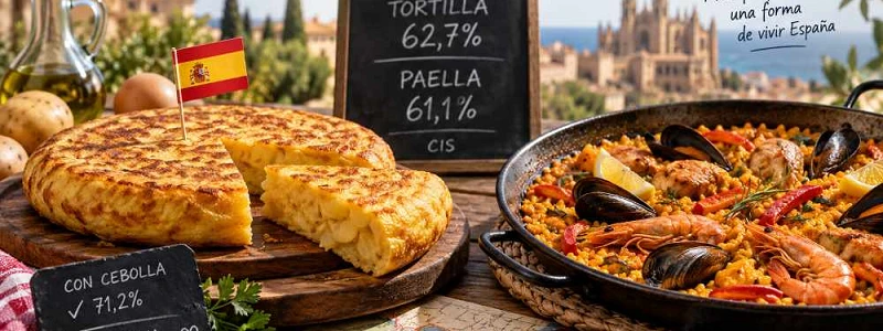 Tortilla de patatas y paella, los platos más representativos de España según el CIS (IA)